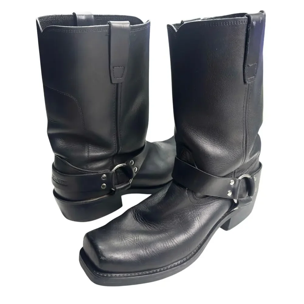 Durango | Men | Oiled Black Harness Biker Full Grain Leather Boots | Sz 11.5 EE